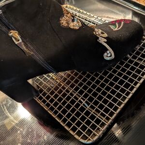 Black Embroidered Ankle Boots